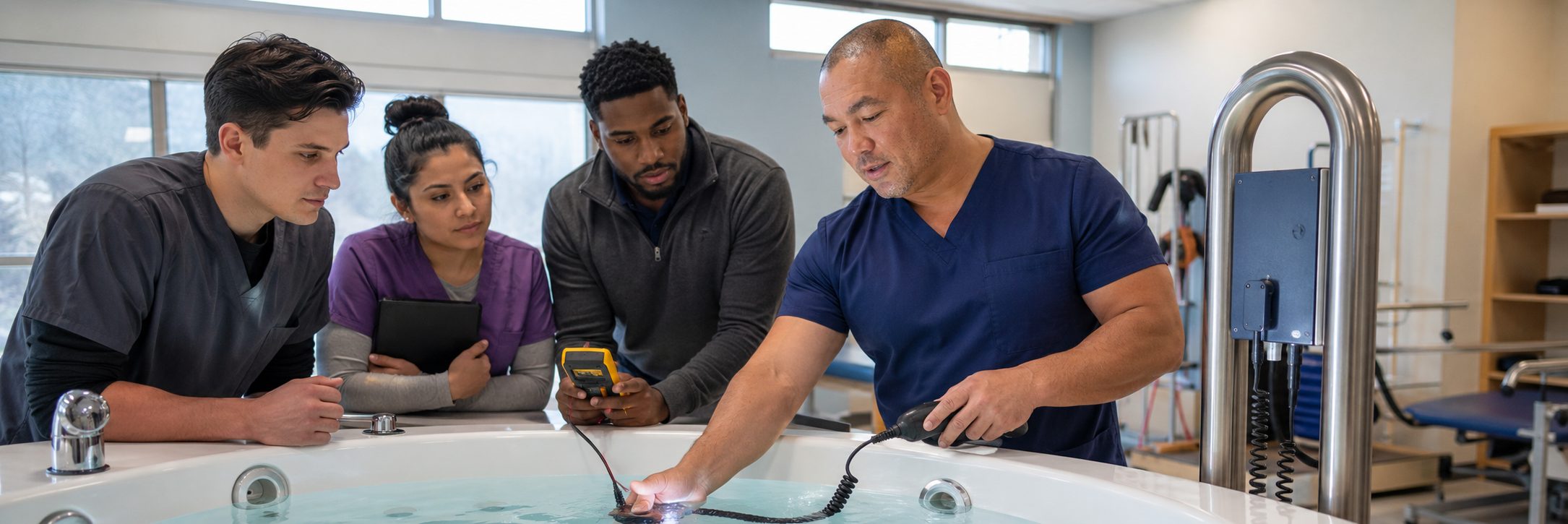 Laboratory instrument calibration and verification | BiomedRx HTM services Laboratory instrument calibration on a precision test bench with an oscilloscope